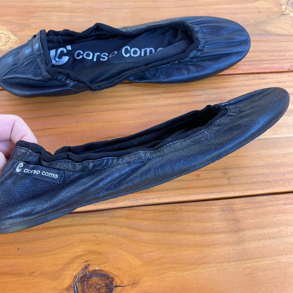Corso Como Black Leather Ballasox, Possible Size 8-9, Foldable